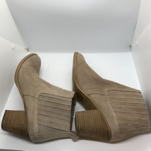 Dolce Vita Womens Size 11 Suede Pull On Ankle Boots Taupe/Tan/Khaki Stacked Heel - Picture 7 of 12